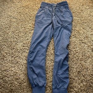 Purple/Blue Lululemon dance studio joggers.